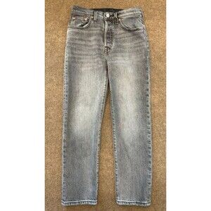 Levis Premium 501 Jeans Womens 24x26 Mid Rise Straight Leg Gray Wash Denim